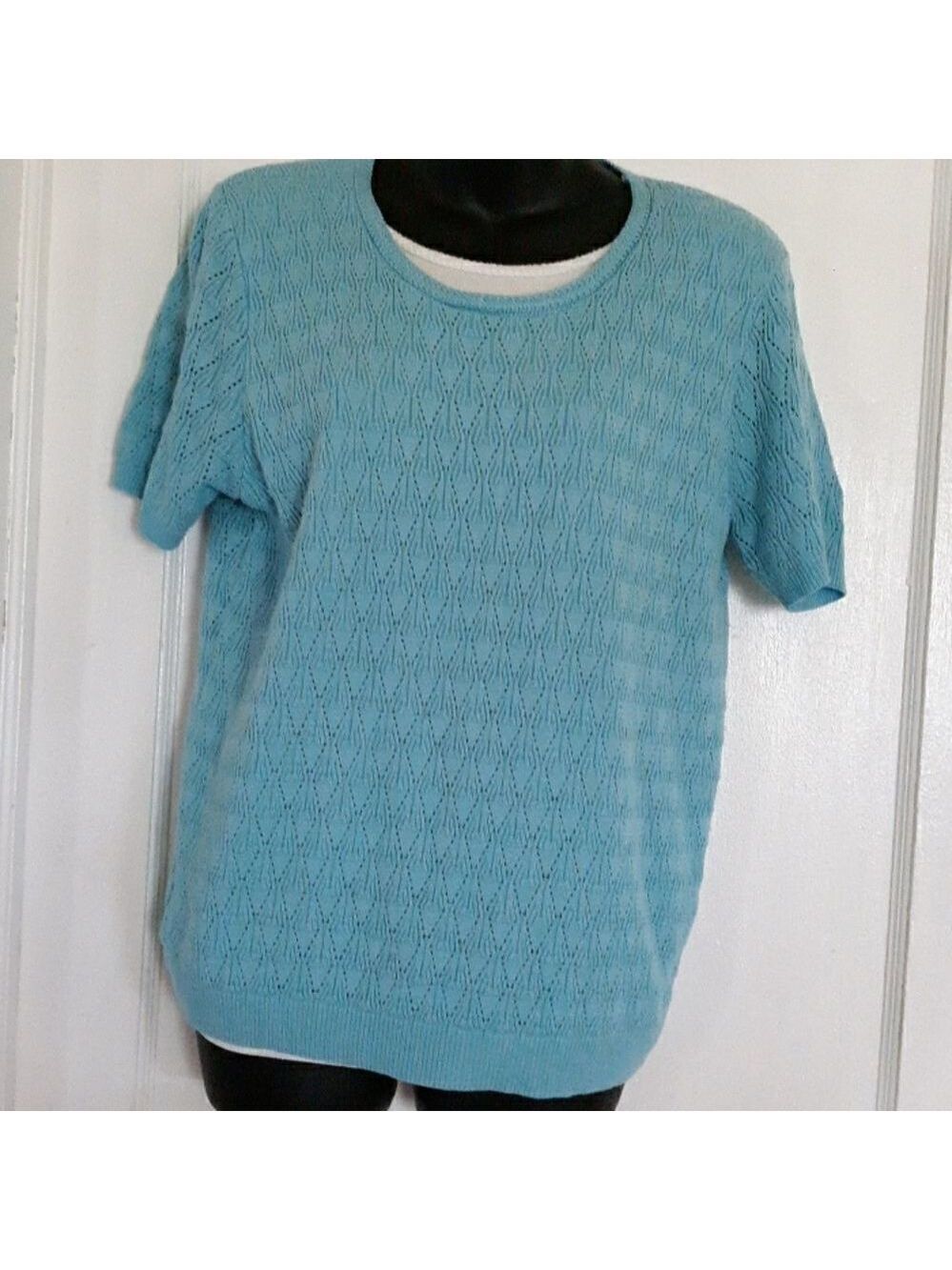 Unique Alfred Dunner texture aqua sweater Size S